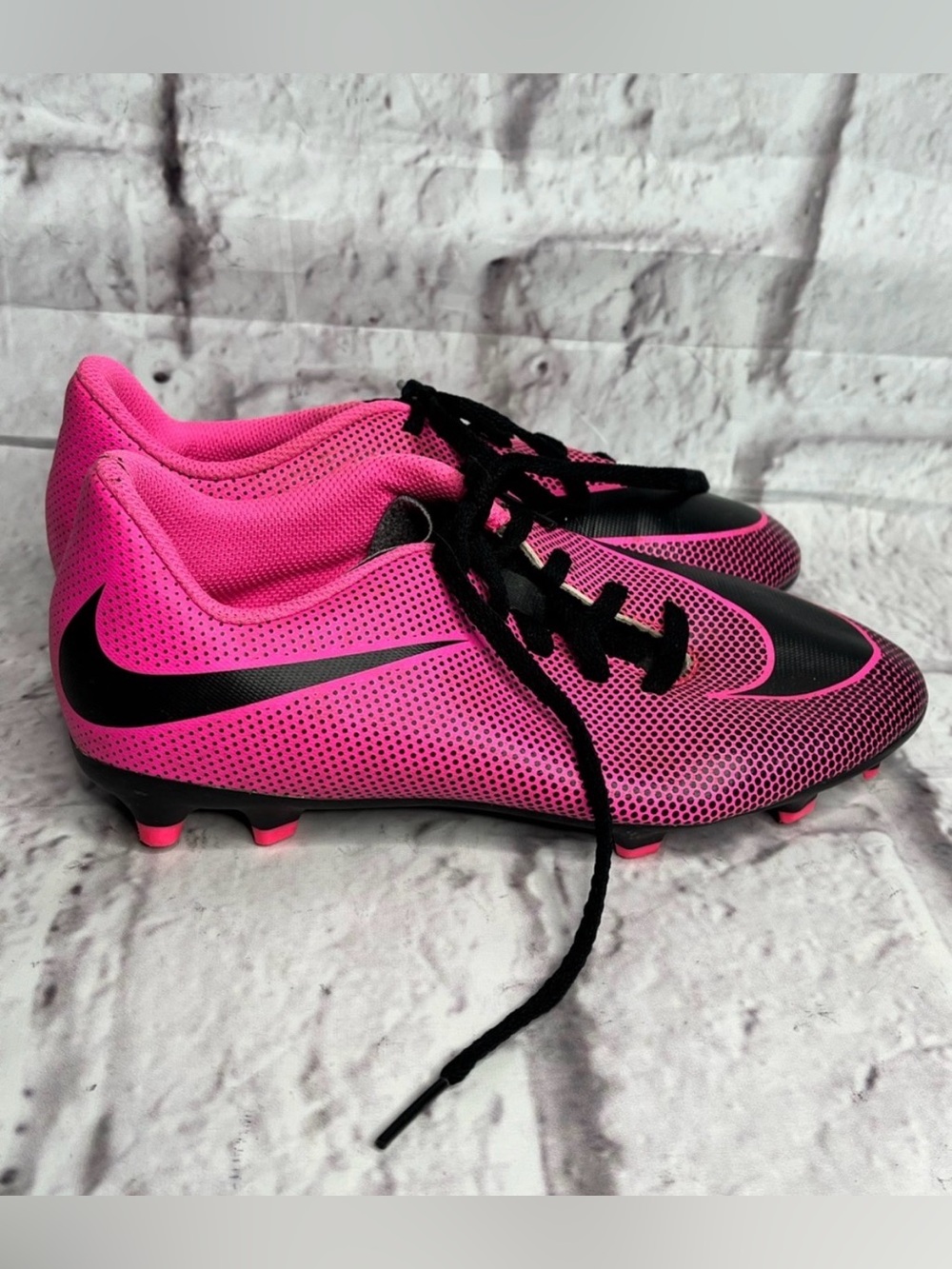 NIKE JR BRAVATA II FG SOCCER CLEATS SHOES PINK BLACK size 3 youth